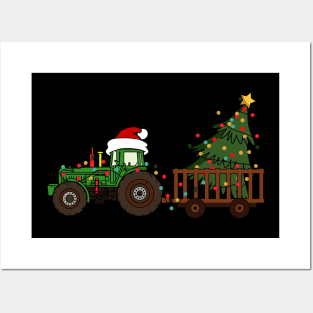 Funny farming tractor graphic Christmas tree farmer Xmas lights gift Posters and Art